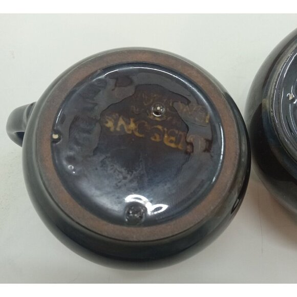 Gibson England Silver Overlay Redware Pottery Sugar Creamer Set Rustic Farm - Picture 8 of 9